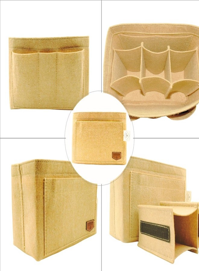 SYUTAM Women Felt Purse Organizer Insert for Ladies Handbag, Tote, Hobo Bag Storage & Purse Divider, Multiple Storage Compartment - Beige(11.4x5.9x7.1) inch (Large) - Image 3